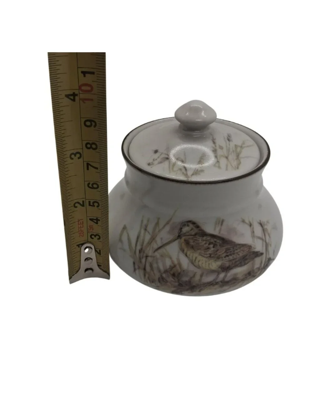 Mancioli Italian Porcelain Sugar Bowl W Lid Vintage Bird Grass Handcrafted Decor